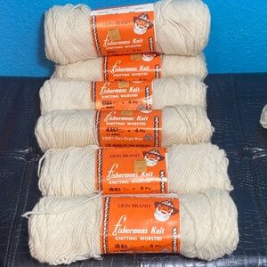 6 NWT Vintage Lion Brand Yarn Fishermen's Knit Worsted 100% Virgin Wool Made USA